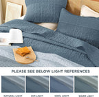 Litanika Quilt Queen Size Blue Linen, Stripe Patchwork Summer Bedspread - Image 6