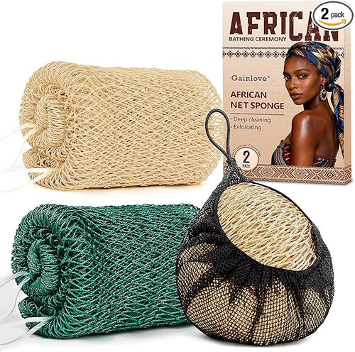 2 Pack African Net Sponge Exfoliating Body Scrubber Bath Sponge by Unknown
