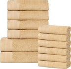 Superior Honeycomb 100% Cotton 500 GSM 12 Piece Bath Towel Set, 6 Washcloths by SUPERIOR