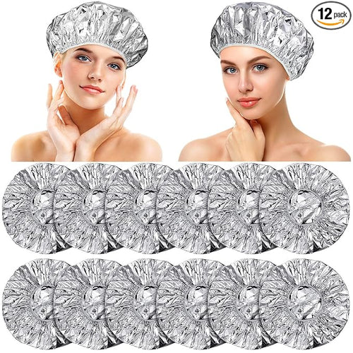 12 Pieces Deep Conditioning Caps Aluminum Foil Reusable Hair Processing Hair by Willbond+Technology+Limited