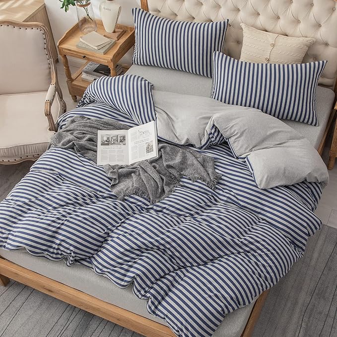 PURE ERA Jersey Knit Duvet Cover Set 100% T-Shirt Heather Cotton Super Soft - Image 5