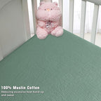 GUNTAIL Muslin Crib Sheets for Boys Girls 100% Cotton Fitted Baby Crib Sheet 2 - Image 6