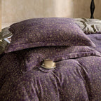 mixinni Purple Green Floral Duvet Cover Queen Size, Elegant Double-Layer Yarn - Image 5