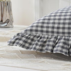 Grey/White Plaid Ruffled Checkered Body Pillow Sham 20x54 inches 1 Piece - Image 5