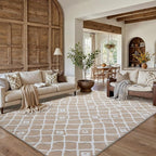 Beige 5x7 Area Rug Moroccan Shag Living Room Washable Carpet Soft Non Shedding - Image 3