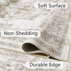 Area Rug 4x6 Beige Washable Office Entryway Vintage Medallion Carpet Non Slip - Image 7