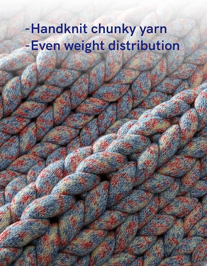 YnM Weighted Blanket, Handmade Chunky Knitted Design, Soft and Cozy, - Image 2
