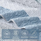 Andency Queen Quilt Bedding Set Misty Blue, 3 Pieces Patchwork Summer Striped - Image 5