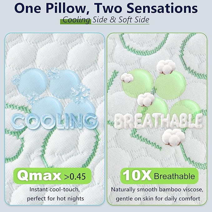 Shredded Memory Foam Pillows, Cooling Pillows Queen Size Set of 2 Adjustable - Image 7