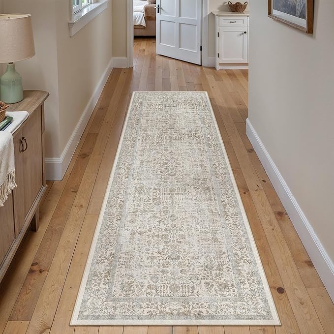 Taupe Runner Rug 2'6"x14' Washable Carpet - Image 5