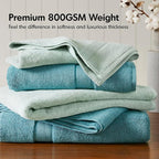 Madison Park 800GSM Bathroom Towel Set of 8 100% Cotton Bath Towel Set - Image 2