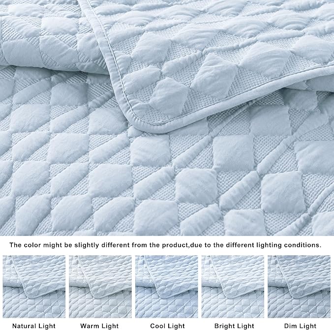 WDCOZY Light Blue Quilt King Size Bedding Set - Image 3