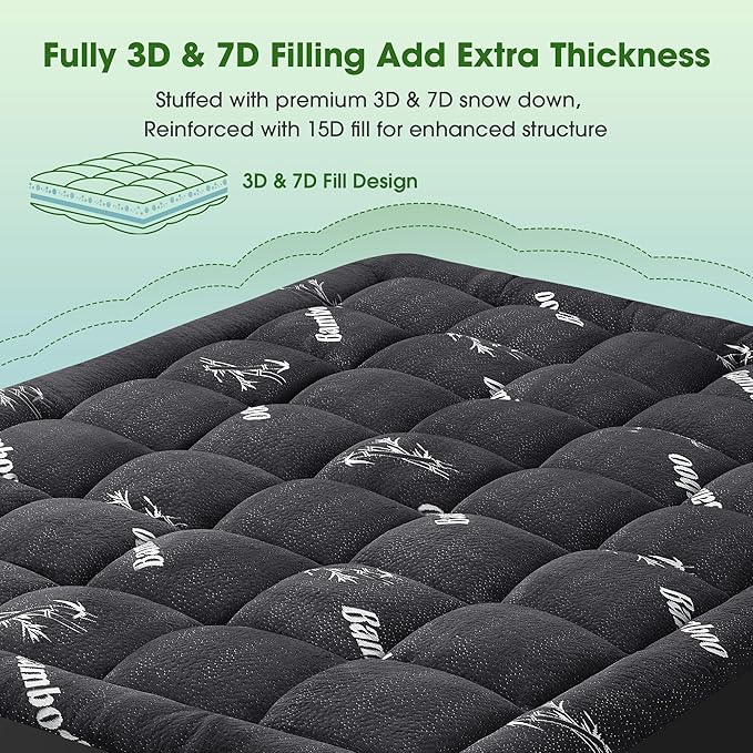 Mattress Pad Queen Size, Cooling Pillow Top Mattress Topper, Ultra Soft Viscose - Image 6