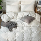 MooMee Striped Duvet Cover Set 100% Washed Cotton Linen Like Textured - Image 4