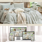 MooMee Striped Duvet Cover Set 100% Washed Cotton Linen Like Textured - Image 7