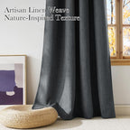NICETOWN Faux Linen Charcoal Gray Blackout Curtains 84 inches Long - Image 3