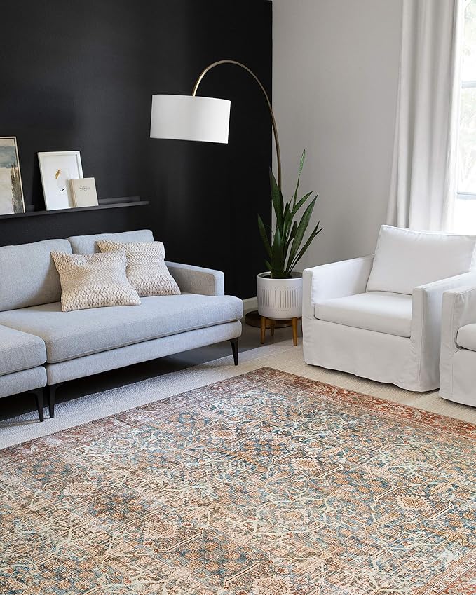 Loloi Layla Collection LAY-04 Ocean/Rust 2'-3" x 3'-9" .13" Thick Accent Rug - Image 3