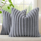 decorUhome Cozy Faux Fur Throw Pillow Covers 18x18 Set of 2 Decorative Soft by decorUhome