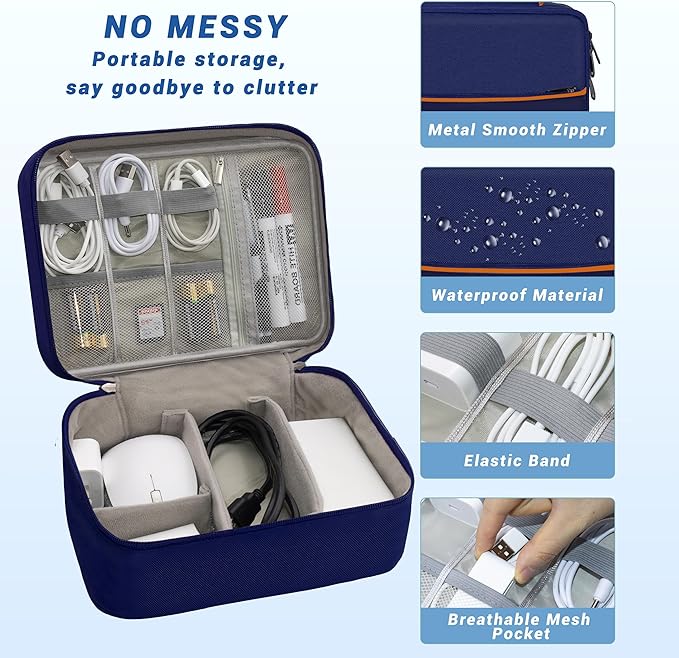 Electronics Organizer, Travel Cord Organizer Pouch, Portable Cable Organizer - Image 3