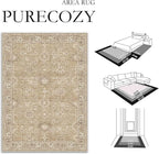 6x9 Brown Area Rug Non Slip Vintage Living Room Distressed Machine Washable - Image 2