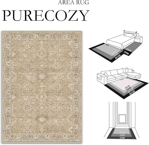 6x9 Brown Area Rug Non Slip Vintage Living Room Distressed Machine Washable - Image 2