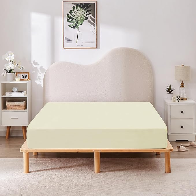 HBHLFZ Queen Fitted Sheet Only, Soft Breathable Bottom Sheet - Image 6