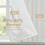 DriftAway Double Layer Linen Blackout Tie Up Curtains Thermal Insulated Fully - Image 2