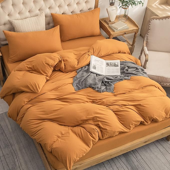 PURE ERA Jersey Knit Duvet Cover Set 100% T-Shirt Cotton Super Soft Comfy 2pc - Image 2
