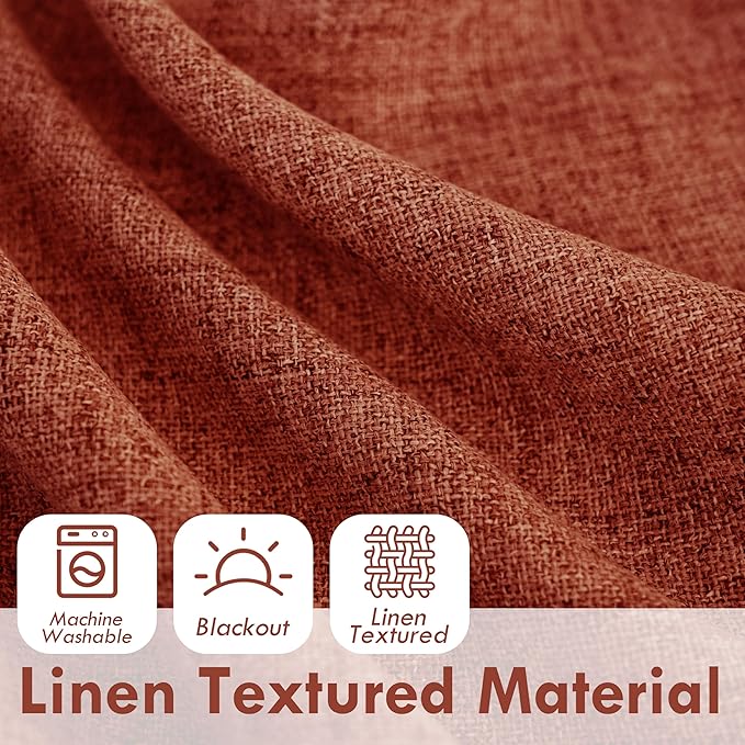 DriftAway Double Layer Linen Blackout Tie Up Curtains Thermal Insulated Fully - Image 2