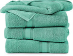 LANE LINEN Large Teal Cotton Bath Sheets, 4 Piece Set, Quick Dry, Super Soft - Image 2