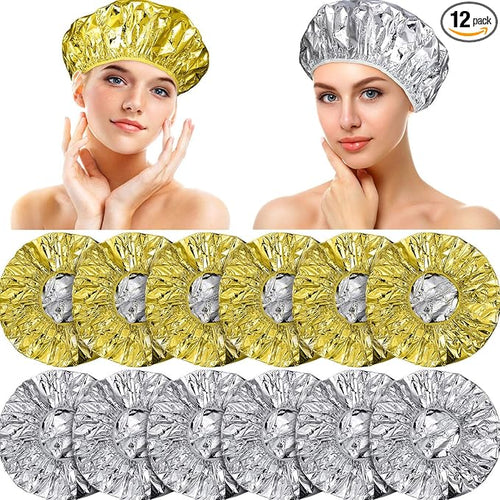 12 Pieces Deep Conditioning Caps Aluminum Foil Reusable Hair Processing Hair by Willbond+Technology+Limited
