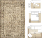 FMFUNCTEX 8x10 Washable Area Rug Brown Vintage Neutral Distressed Large Non - Image 2