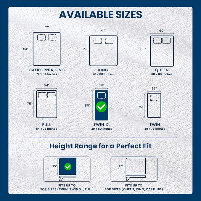 Twin XL Size Mattress Protector Waterproof 2 Pack, Premium 200 GSM Terry - Image 3