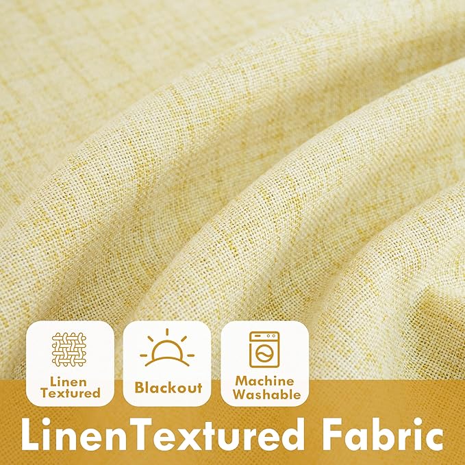 DriftAway Double Layer Linen Blackout Tie Up Curtains Thermal Insulated Fully - Image 5