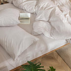 MooMee Striped Duvet Cover Set 100% Washed Cotton Linen Like Textured - Image 8
