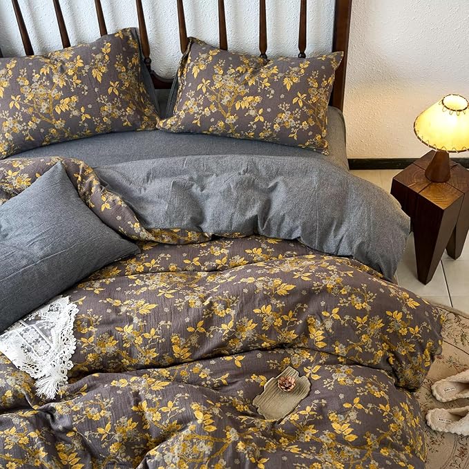 mixinni Vintage Floral Duvet Cover Queen Set - Image 3