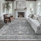Blue 8x10 Area Rug Non Slip Large Vintage Living Room Distressed Machine by PureCozy