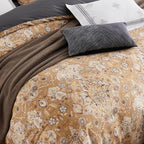 mixinni Long Staple Cotton Percale Golden Paisley Duvet Cover King Size Boho - Image 4