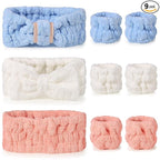 DiyJibb 9 Pcs Spa Headband for Washing Face, Skincare Headband and Wristband Set by DiyJibb