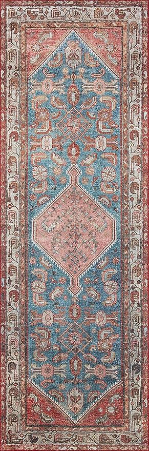 Loloi Layla Collection LAY-10 Marine/Clay 2'-6" x 12'-0" .13" Thick Runner Rug - Image 5
