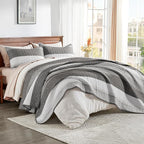 Andency Oversized King Quilt Bedding Set, 120x98Inch Dark Grey Stripe Super - Image 6