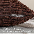 Aegero Pack of 2 Corduroy Decorative Throw Pillow Covers 24x24 InchSoft Striped - Image 3