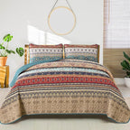 WONGS BEDDING Boho King Quilt Set, Lightweight Microfiber Bed Decor Bedspread by WONGSBEDDING