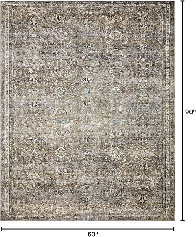 Loloi Layla Collection LAY-13 Antique/Moss 5'-0" x 7'-6" .13" Thick Area Rug - Image 2