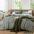 MooMee Gingham Duvet Cover Set 100% Washed Cotton Linen Like Textured - Image 2