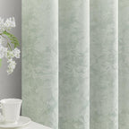 Beauoop Green Floral Jacquard Blackout Curtains 63 Inches Long 2 Panels by Beauoop