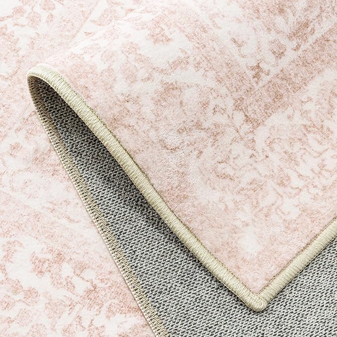 Pink Area Rug 4x6 Office Entryway Rug Machine Washable Kitchen Vintage - Image 8