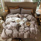 MooMee Wavy Striped Duvet Cover Set 100% Washed Cotton Linen Like Textured - Image 4