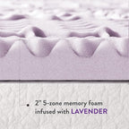 Mellow 2 Inch 5-Zone Memory Foam Mattress Topper, Soothing Lavender Infusion - Image 7