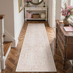 Pink Runner Rug 2x8 Hallway Machine Washable Kitchen Vintage Distressed Non by PureCozy
